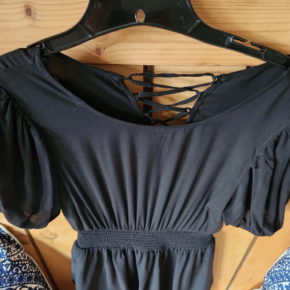 Black mini Wild Fable dress with open back and tie design - Picture 3 of 10